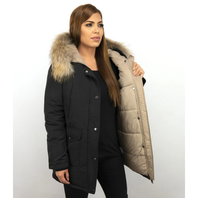 Gentile Bellini Parka jas met bontkraag DM8811-1 large