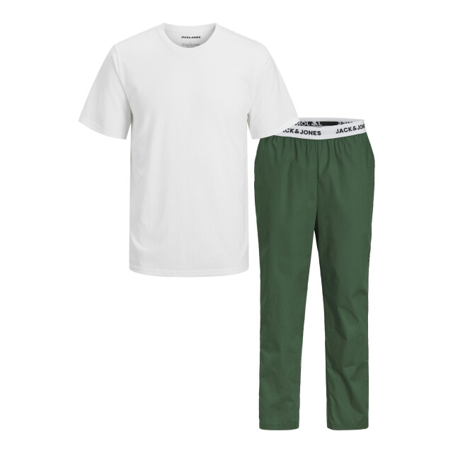 Jack & Jones Heren pyjama set lange pyjamabroek jactoby wit/groen 12277127 large