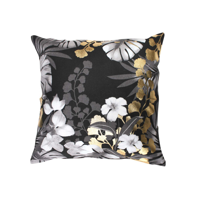 Casa di Elturo Kussen flowers – zwart – goud – 40 x 40 cm (incl. vulling) 2833579 large