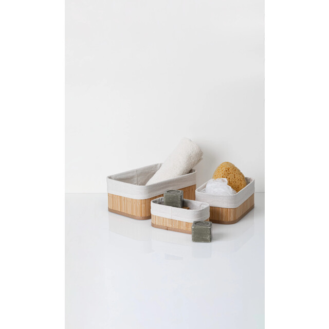 Casa di Elturo Set van 3 stuks opbergmanden bamboe wit – l: 30x20x12cm, m: 25x15x10cm, s: 2789353 large