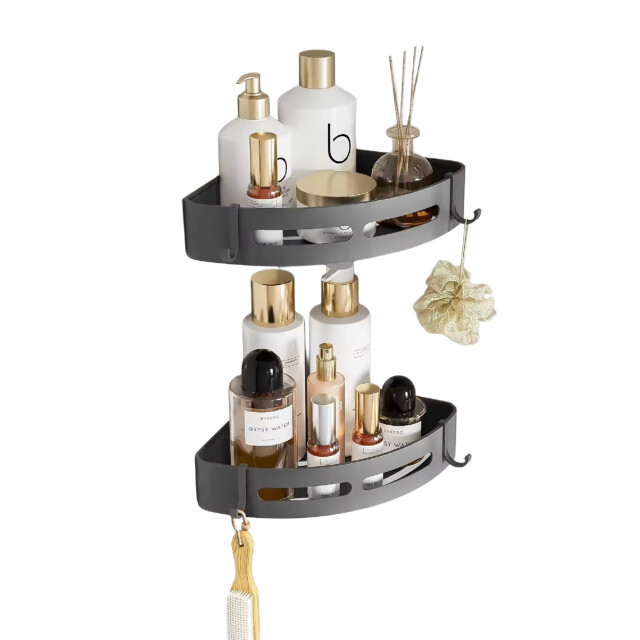 Casa di Elturo Set van 2 badkamer doucherek hoekplank rvs messing zwart 2835183 large