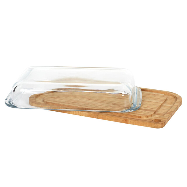 Casa di Elturo Serveerplank met stolp bamboe basis en glazen deksel l28 x b17,1 x h5 cm 3040490 large