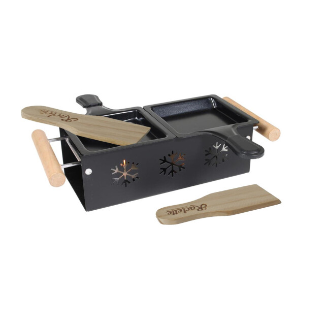 Casa di Elturo Raclette duo set op waxinelicht inclusief pannetjes, houten spatels en houder 3040488 large