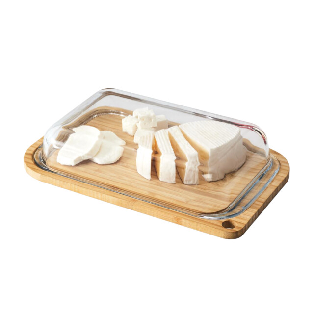Casa di Elturo Serveerplank met stolp bamboe basis en glazen deksel l28 x b17,1 x h5 cm 3040490 large