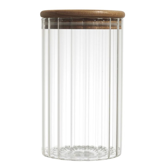 Casa di Elturo Glazen voorraadpot met acaciahouten deksel lines 70 cl luchtdicht 3066250 large
