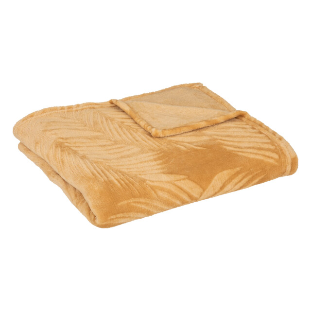 Casa di Elturo Flanellen fleece plaid palm leaf oker – l 125 x 150 cm 2749358 large