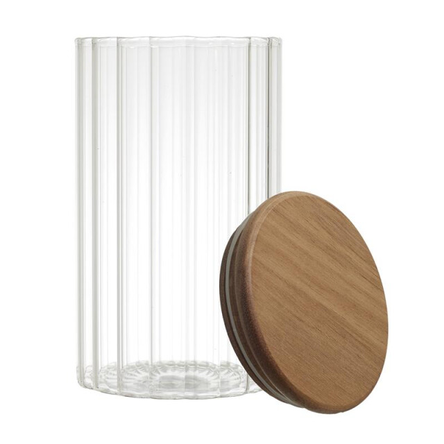 Casa di Elturo Glazen voorraadpot met acaciahouten deksel lines 70 cl luchtdicht 3066250 large