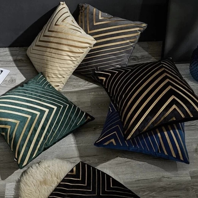 Casa di Elturo Velvet kussen glam lines - goud 45 x 45 cm (incl. vulling) 2846135 large