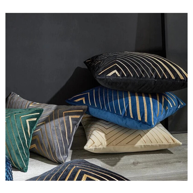 Casa di Elturo Velvet kussen glam lines - goud 45 x 45 cm (incl. vulling) 2846135 large
