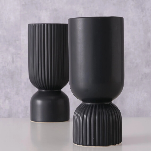 Casa di Elturo Nordic vaas ribbed bottum – – keramiek – Ø 10 x h25 cm 2288397 large