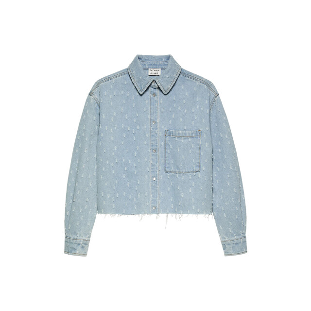 Catwalk Junkie 2502012603 denim blouse with textured fabric 2502012603 Denim blouse with textured fabric large