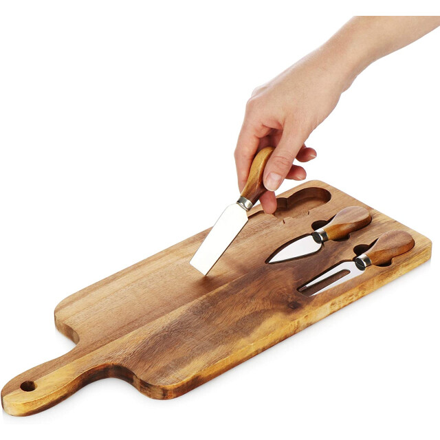 Casa di Elturo Kaasplank van acaciahout met 3 messen 42 x 15.5cm 2445606 large
