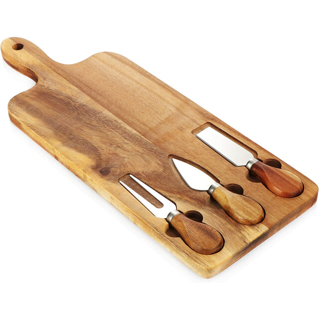Casa di Elturo Kaasplank van acaciahout met 3 messen 42 x 15.5cm 2445606 large