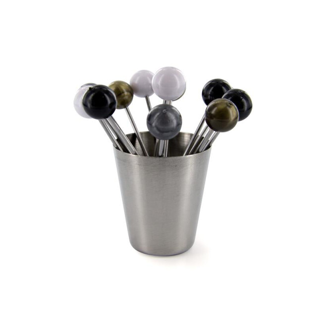 Casa di Elturo Cocktail prikkers met opbergpotje set van 12 luxe picks zwart, wit, 3037737 large