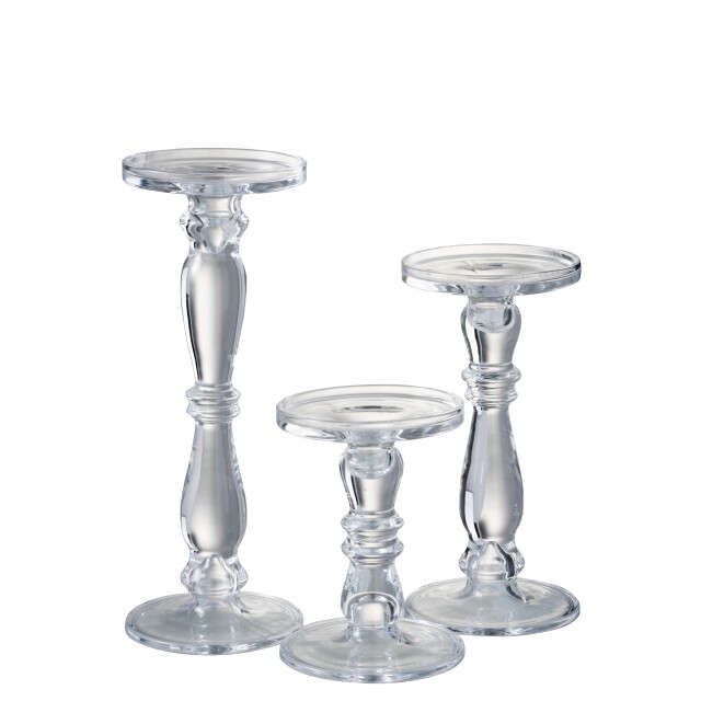 J-Line kandelaar/kaarshouder leti glas large 13x13x35.5cm 3066154 large