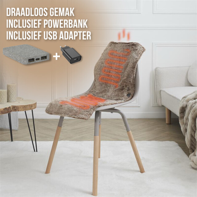 Casa di Elturo Usb verwarmd stoelkleed voor stoel met 3 warmtestanden draadloos infrarood 3037740 large