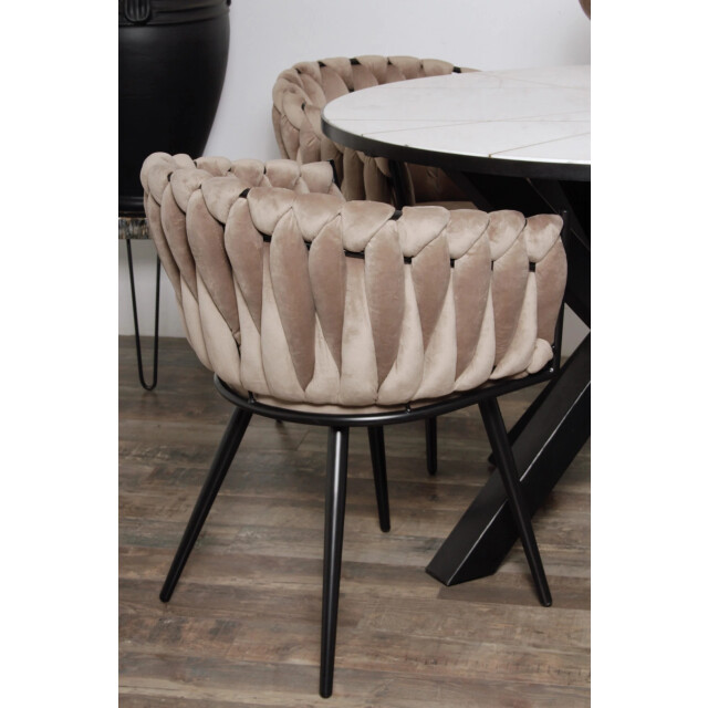 Casa di Elturo Velvet eetkamerstoel wave sand white 2066439 large
