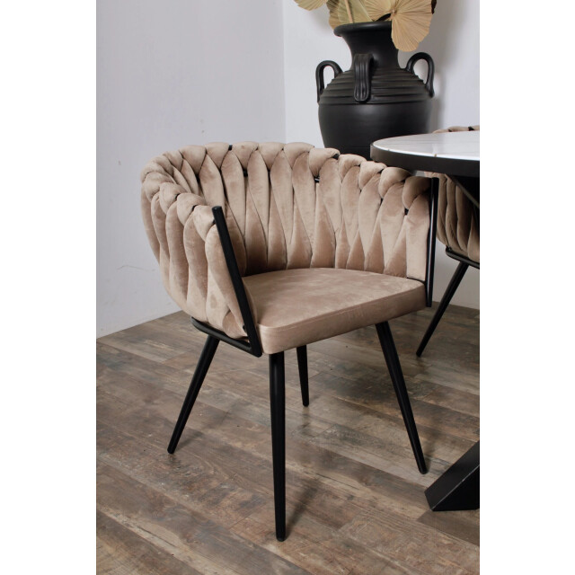 Casa di Elturo Velvet eetkamerstoel wave sand white 2066439 large