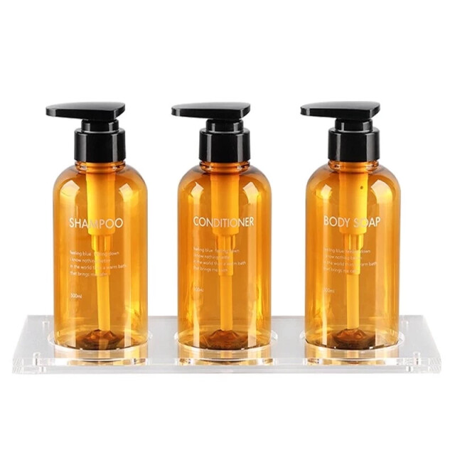 Casa di Elturo Set van 3 navulbare fles met pomp – oker – 500ml – voor shampoo, 2853481 large