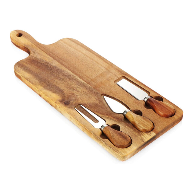 Casa di Elturo Kaasplank van acaciahout met 3 messen 42 x 15.5cm 2445606 large