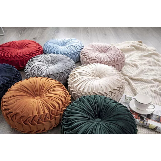 Casa di Elturo Fluwelen kussen ottoman – rond – tijm Ø 38 cm (incl. vulling) 2316211 large