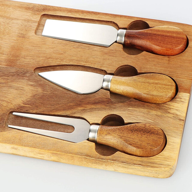 Casa di Elturo Kaasplank van acaciahout met 3 messen 42 x 15.5cm 2445606 large