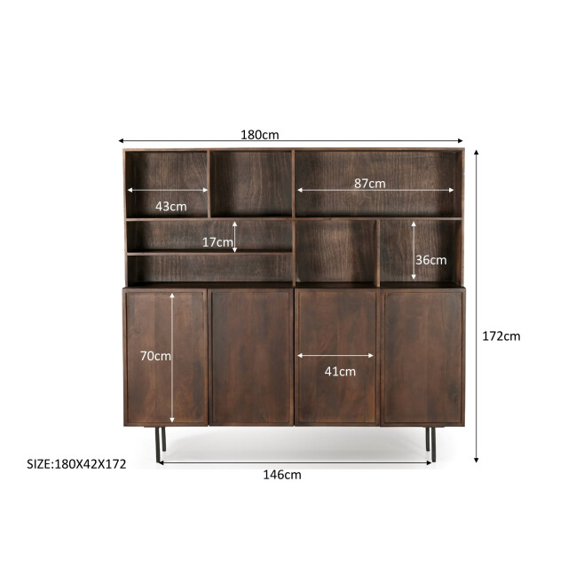 Livingfurn kabinetkast elan 180cm mangohout / gecoat staal 2926179 large