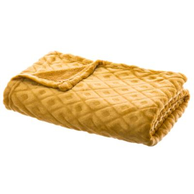 Casa di Elturo Flanellen fleece plaid cubic oker l 125 x 150 cm 1358756 large