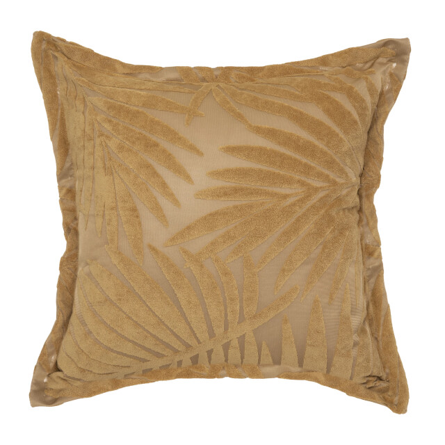 Casa di Elturo Velvet sierkussen leaf 3d reliëf – oker – 45 x 45 cm – (inclusief vulling) 2171482 large