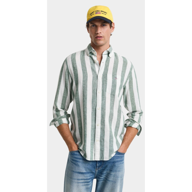 Gant Casual hemd lange mouw reg cotton linen bold stripe 3250043/318 187786 large