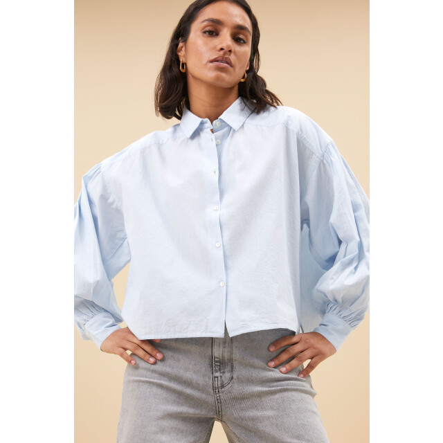 By-Bar Amsterdam sarah short chambray blouse 23512037 light blue 06615.210.0003 large