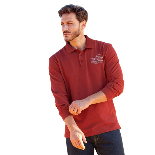 Atlas For Men Heren arizona adventure poloshirt met lange mouwen (set van 2) UTAF1793_burgundyskyblue large
