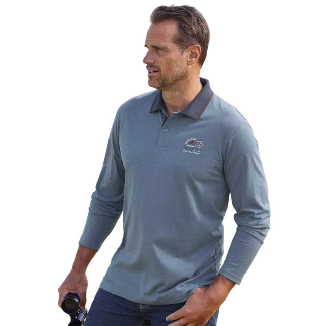 Atlas For Men Heren snow mountain poloshirt met lange mouwen (set van 2) UTAF1865_blueburgundy large