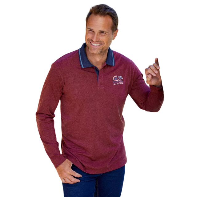 Atlas For Men Heren snow mountain poloshirt met lange mouwen (set van 2) UTAF1865_blueburgundy large