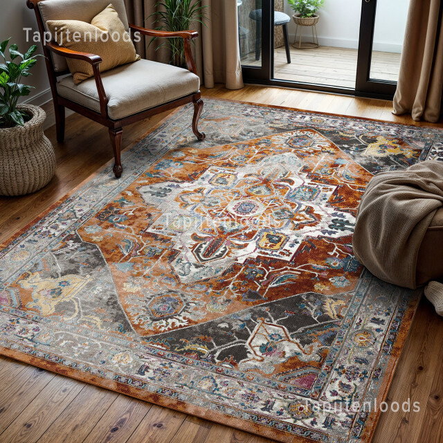 Muratap Picasso castana vintage vloerkleed terra / multi laagpolig- 2883963 large