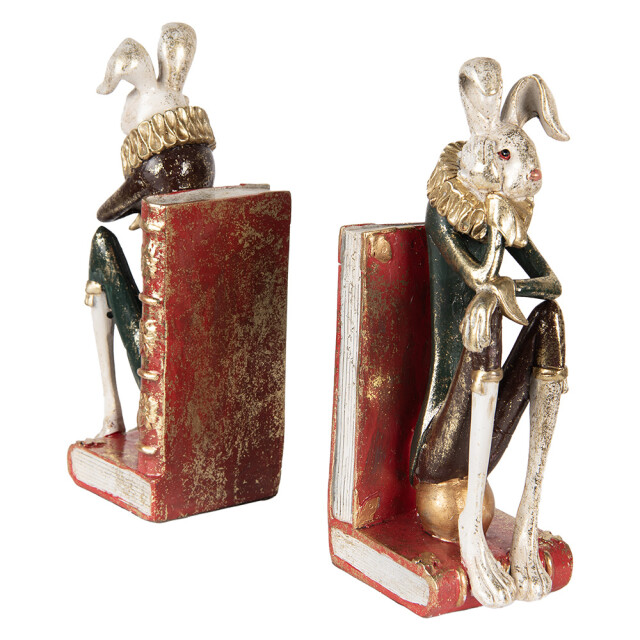 Clayre & Eef Boekensteunen set van 2 konijn 25x11x31 cm rood kunststof 3066711 large