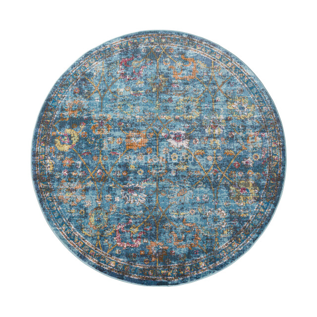 Muratap Picasso sarough vintage rond vloerkleed blauw laagpolig- 200 cm 1130139 large