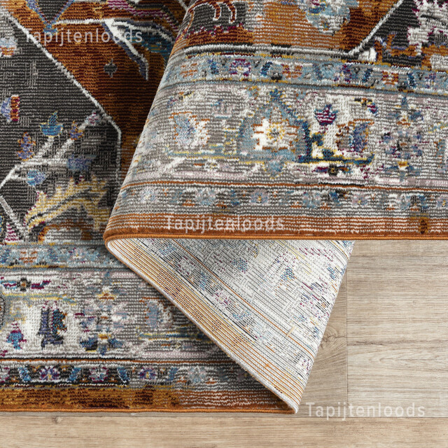 Muratap Picasso castana vintage rond vloerkleed terra / multi laagpolig- 2883946 large