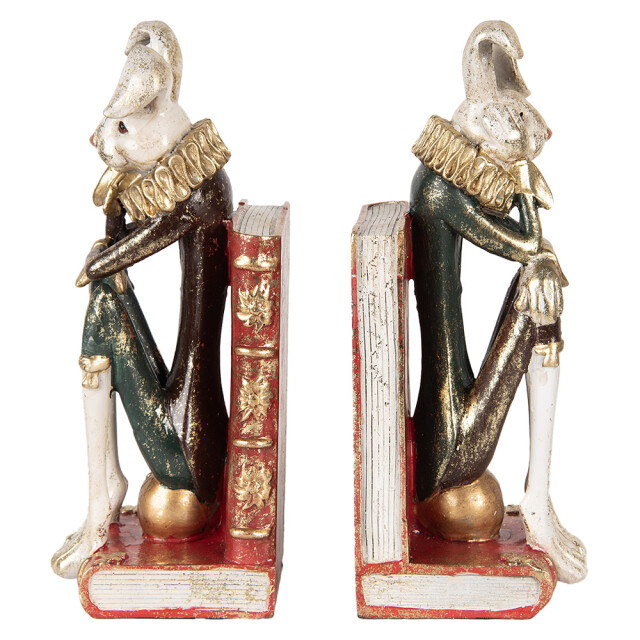 Clayre & Eef Boekensteunen set van 2 konijn 25x11x31 cm rood kunststof 3066711 large