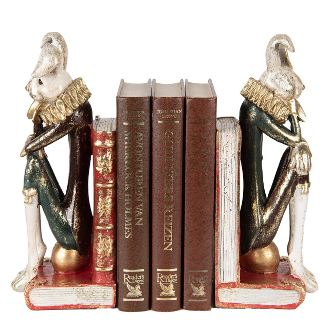 Clayre & Eef Boekensteunen set van 2 konijn 25x11x31 cm rood kunststof 3066711 large