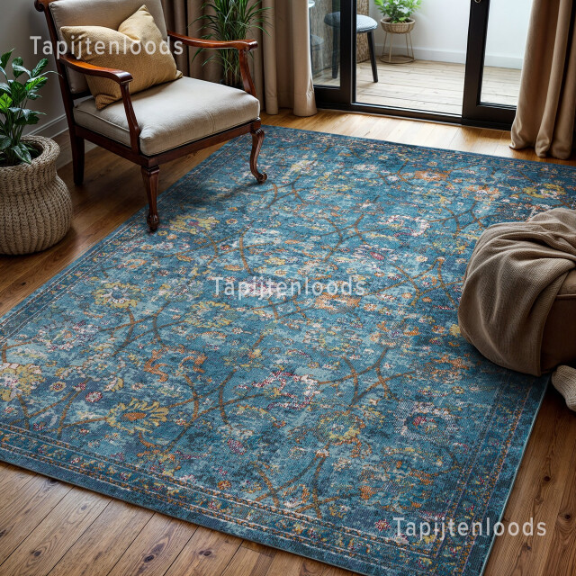Muratap Picasso sarough vintage vloerkleed blauw laagpolig- 140x200 cm 2877803 large