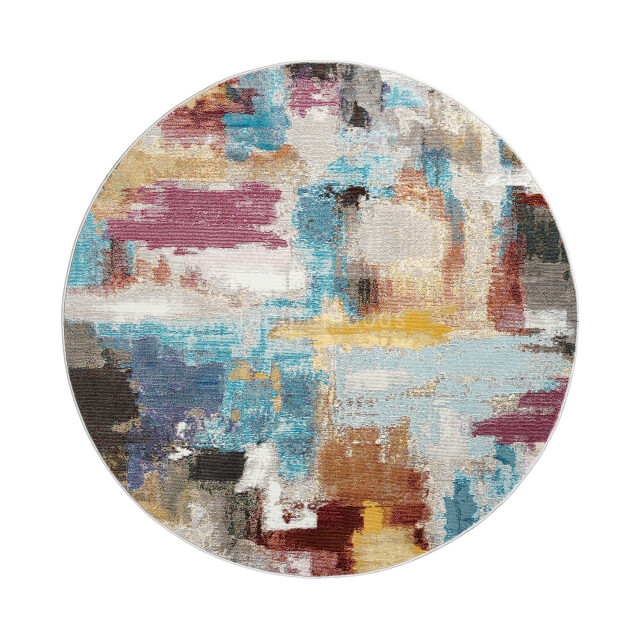 Muratap Picasso artisan vintage rond vloerkleed multi laagpolig- 350 cm 2877806 large