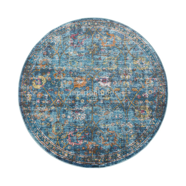 Muratap Picasso sarough vintage rond vloerkleed blauw laagpolig- 160 cm 2877801 large