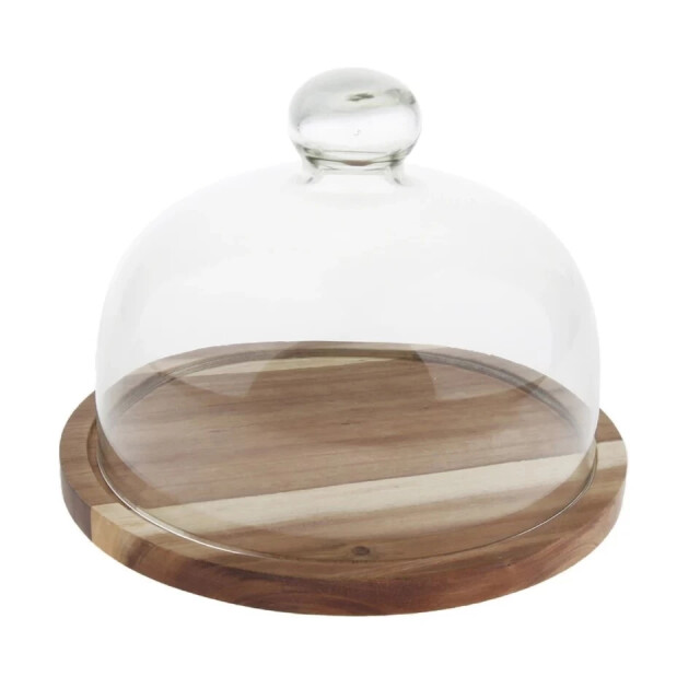 Casa di Elturo Taart plateau acacia met glazen stolp – Ø30cm 2837148 large