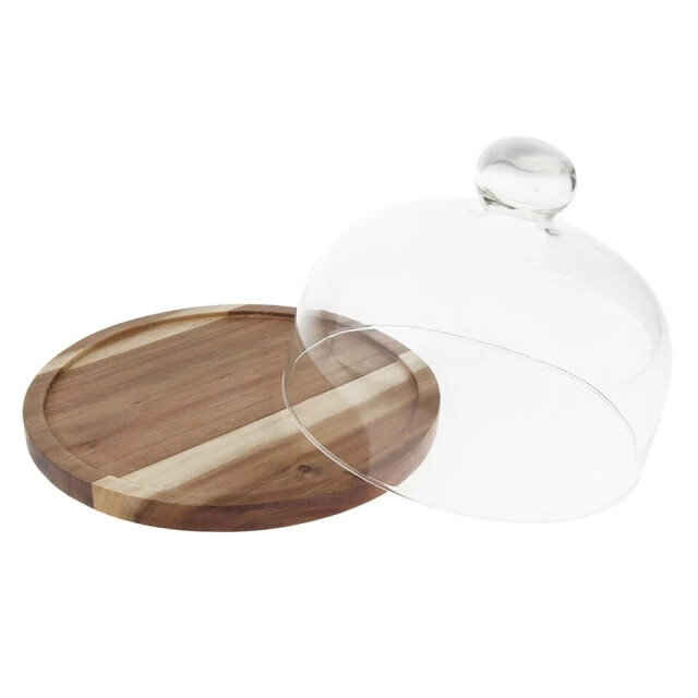 Casa di Elturo Taart plateau acacia met glazen stolp – Ø30cm 2837148 large
