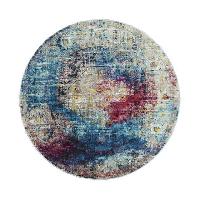 Muratap Picasso heriz vintage rond vloerkleed multi / blauw laagpolig- 200 1130132 large