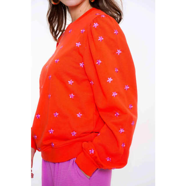 Geisha 52081-21 220 sweater embroiderd flowers coral/pink 52081-21 220 large