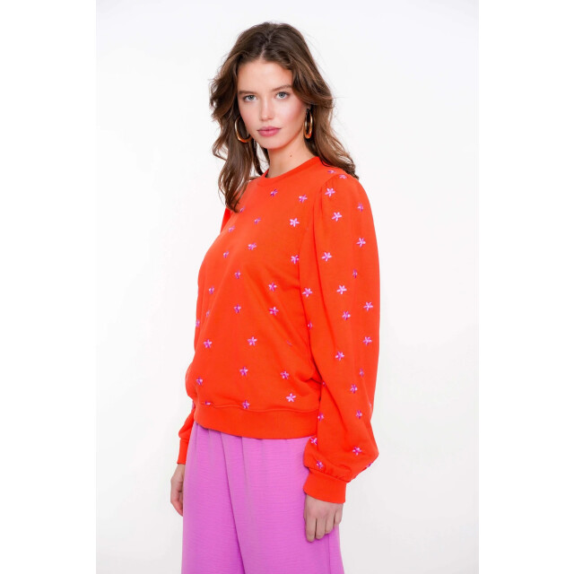 Geisha 52081-21 220 sweater embroiderd flowers coral/pink 52081-21 220 large