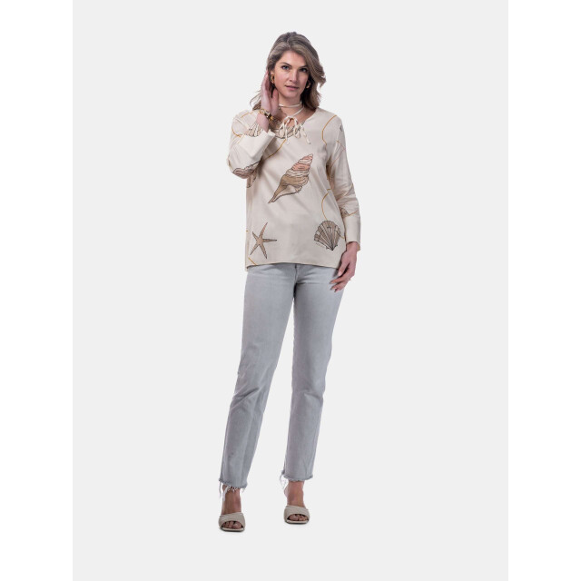 Mucho Gusto ® blouse malediven creme zeeschelpenprint MUCHO GUSTO® Blouse Malediven Creme Zeeschelpenprint large