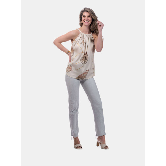 Mucho Gusto ® top dubai creme zeeschelpenprint MUCHO GUSTO® Top Dubai Creme Zeeschelpenprint large